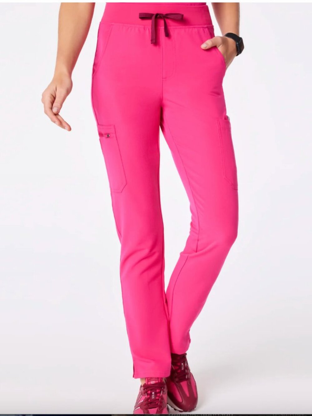NEW FIGS Women's Shocking Pink Set Top + Bottom XS - Picture 7 of 9